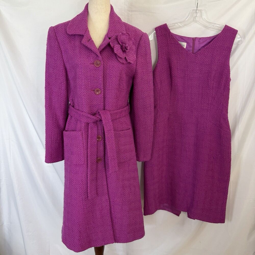 Sara Campbell Preppy Textured Boucle Dress w/ Jacket Size 6 Womens